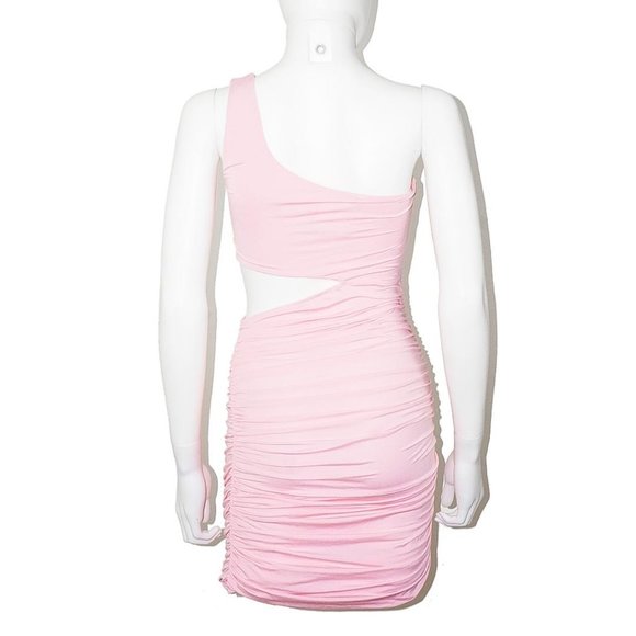 KIKIRIKI Pink Asymmetric Ruched Dress - Picture 2 of 3